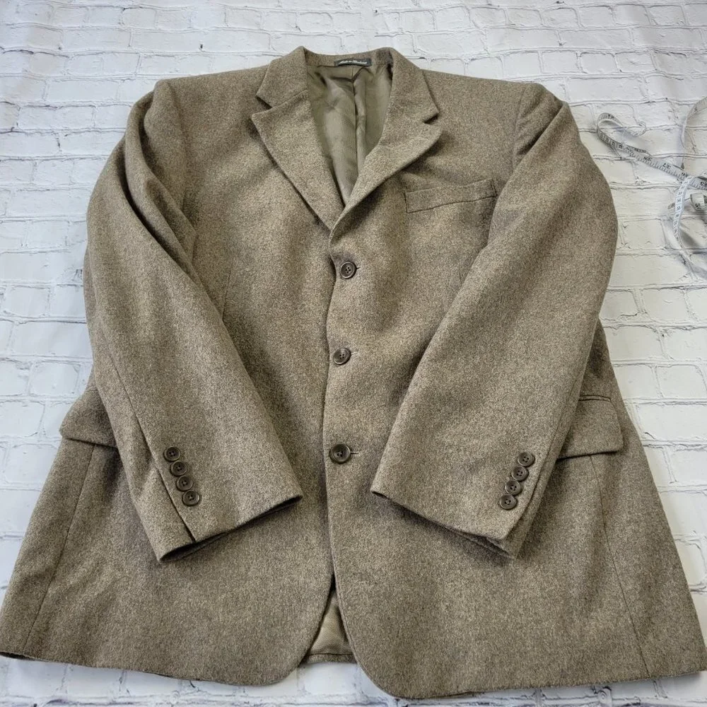 Oscar De La Renta men’s wool cashmere blend tan color blazer jacket size 43R